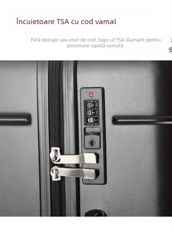 Set bagaje ABS+PC — set de patru piese cu capacitate mare, închidere cu fermoar, încuciător TSA cu combinație, roți universale, greutate 3,3 kg
