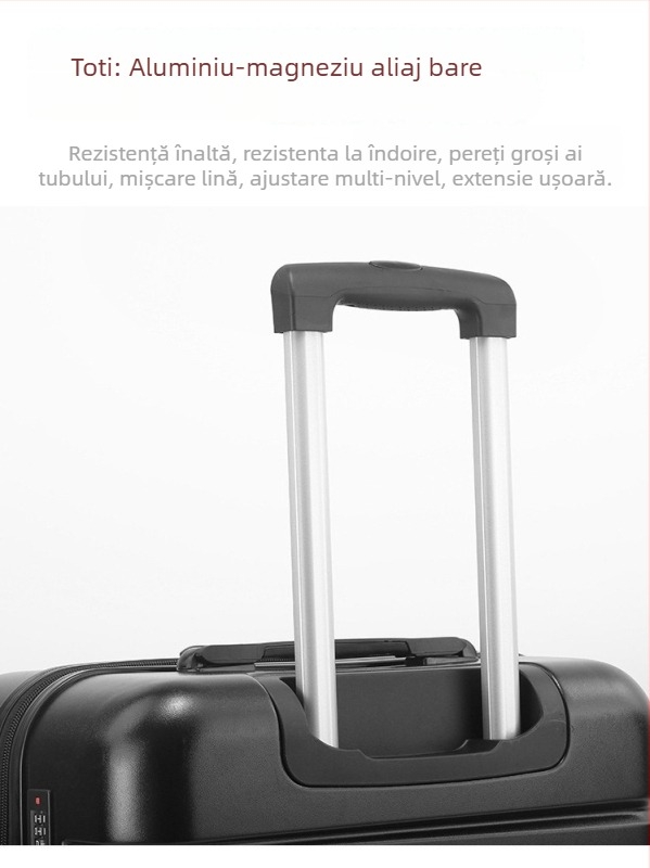 Set bagaje ABS+PC — set de patru piese cu capacitate mare, închidere cu fermoar, încuciător TSA cu combinație, roți universale, greutate 3,3 kg