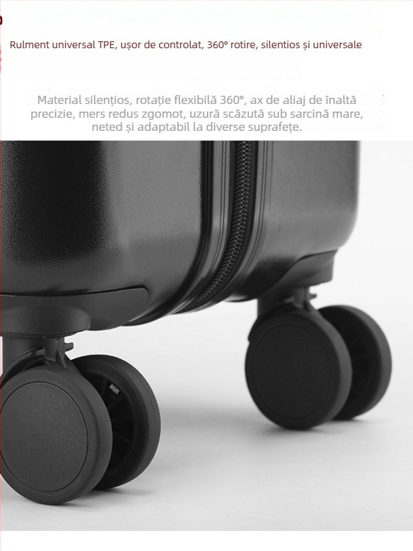 Set bagaje ABS+PC — set de patru piese cu capacitate mare, închidere cu fermoar, încuciător TSA cu combinație, roți universale, greutate 3,3 kg