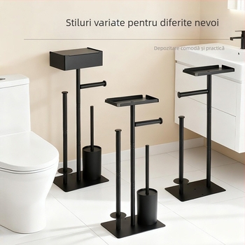 yoshizumi Suport podea pentru baie pentru hârtie igienică, depozitare verticală demontabilă, fără găuri, oțel inoxidabil, finisaj spray plastic, stil modern