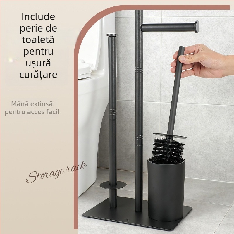 yoshizumi Suport podea pentru baie pentru hârtie igienică, depozitare verticală demontabilă, fără găuri, oțel inoxidabil, finisaj spray plastic, stil modern