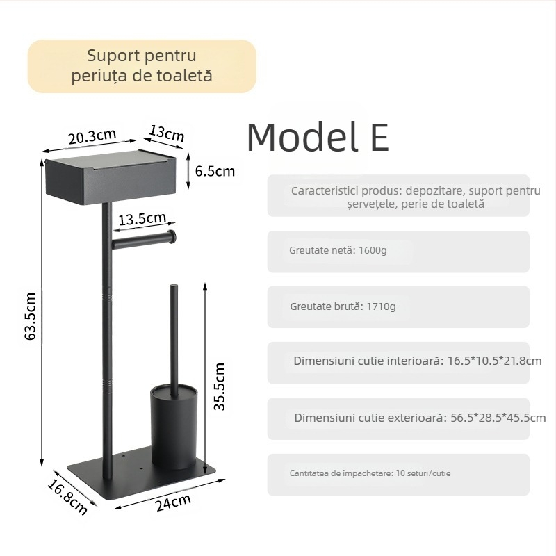yoshizumi Suport podea pentru baie pentru hârtie igienică, depozitare verticală demontabilă, fără găuri, oțel inoxidabil, finisaj spray plastic, stil modern