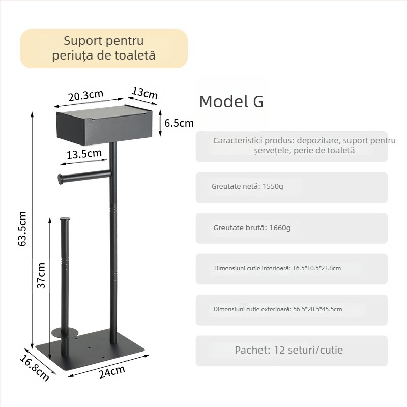 yoshizumi Suport podea pentru baie pentru hârtie igienică, depozitare verticală demontabilă, fără găuri, oțel inoxidabil, finisaj spray plastic, stil modern