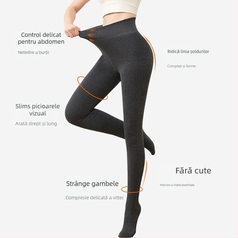 Colanți-bodi din bumbac cu picioare, căptușiți cu fleece, toamnă-iarnă, ridicare fesieri și modelare corp