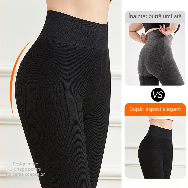 Colanți-bodi din bumbac cu picioare, căptușiți cu fleece, toamnă-iarnă, ridicare fesieri și modelare corp