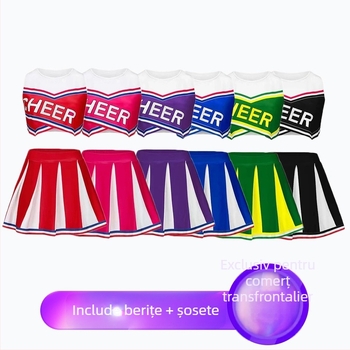 Costum de Cheerleading pentru femei – fustă scurtă de concurs, Milk Silk, 80-90% poliester, Primăvara 2025