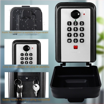 Cutie pentru chei cu parolă numerică, metalică (aliaj de aluminiu/ABS/aliaj de zinc), model 8109, pentru exterior, pentru decorare și șantier, depozitare pentru casă