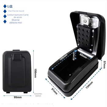 Cutie pentru chei cu parolă numerică, metalică (aliaj de aluminiu/ABS/aliaj de zinc), model 8109, pentru exterior, pentru decorare și șantier, depozitare pentru casă