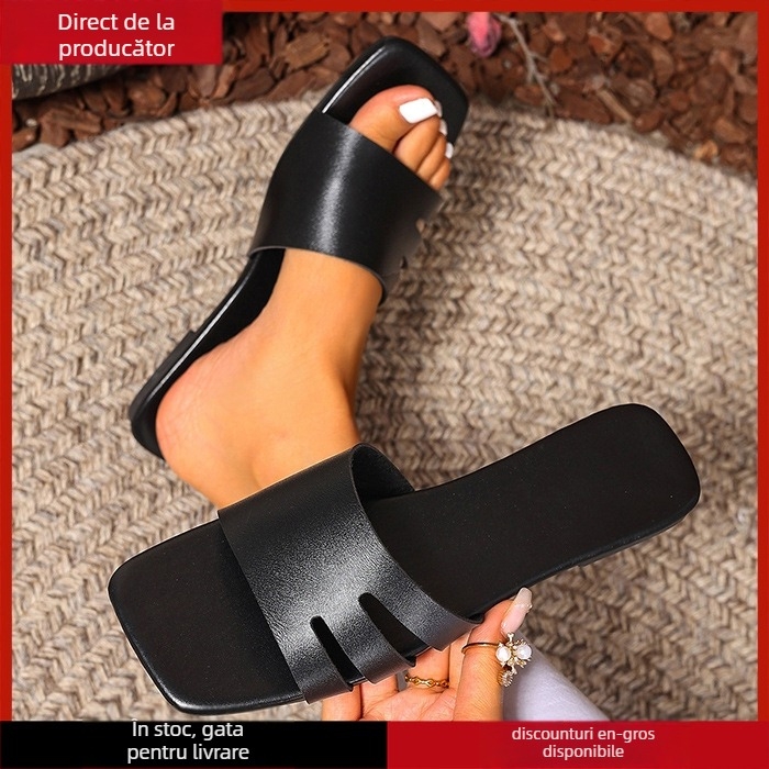Papuci femei Toe Cap, slip-on plat, casual zilnic, partea superioară din lână artificială, talpă din cauciuc, culoare solidă, fără șireturi, grosime talpă 0–3 cm, model NZ-5