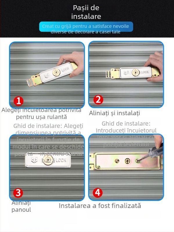 Încuietoare pentru uși rulante, rotativă unghiulară, oțel inoxidabil, pentru uși de intrare, model TJ0918J003, cu cheie