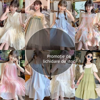 Rochie prințesă pentru fetițe, croială A-line, 100% poliester, pentru copii 3–8 ani, Vara 2025