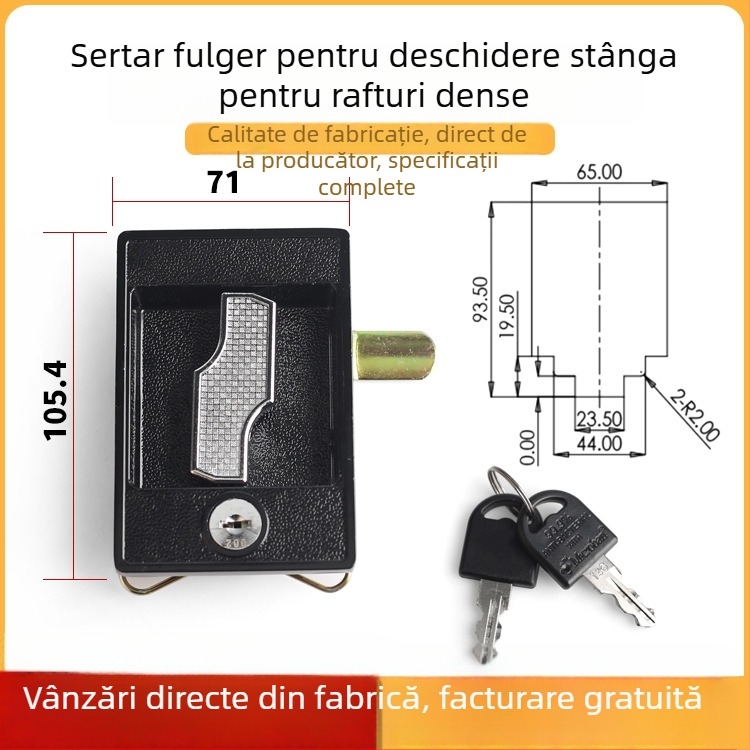 Dulap pentru fișiere cu încuietoare metalică de lux, încuietoare pentru dulap metalic, încuietoare pătrată neagră și cutie de scule cu braț de conectare