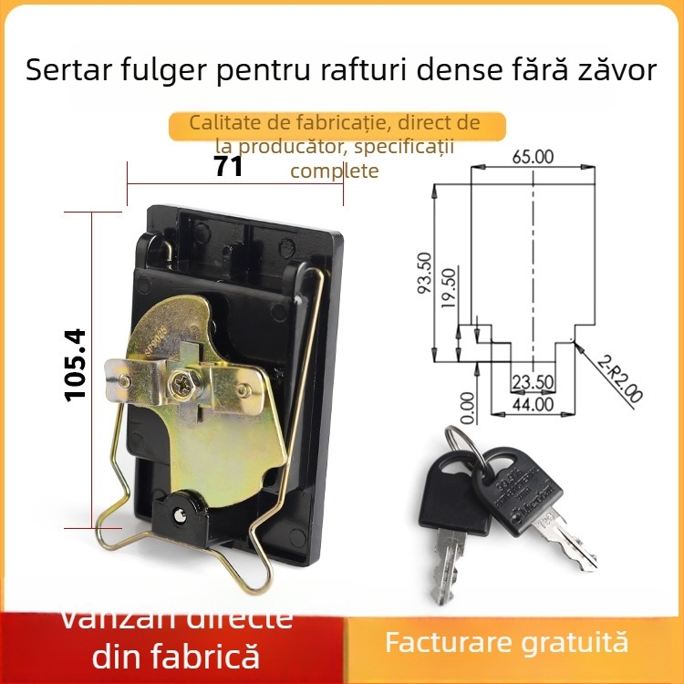 Dulap pentru fișiere cu încuietoare metalică de lux, încuietoare pentru dulap metalic, încuietoare pătrată neagră și cutie de scule cu braț de conectare