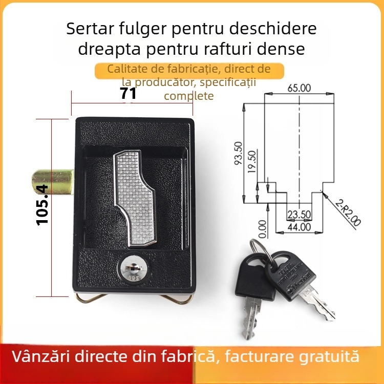 Dulap pentru fișiere cu încuietoare metalică de lux, încuietoare pentru dulap metalic, încuietoare pătrată neagră și cutie de scule cu braț de conectare