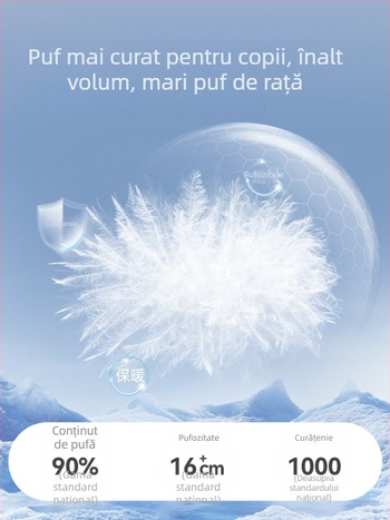 Jachetă de puf pentru copii, unisex, 81-85% puf de rață alb, croială lejeră, lungime scurtă, exterior și căptușeală din poliester