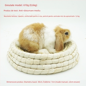 Cuib țesut manual din iarbă pentru animale de companie mici – adăpost pentru iepuri, porcușori de Guineea, chinchilla, arici – Material: floare de mătase