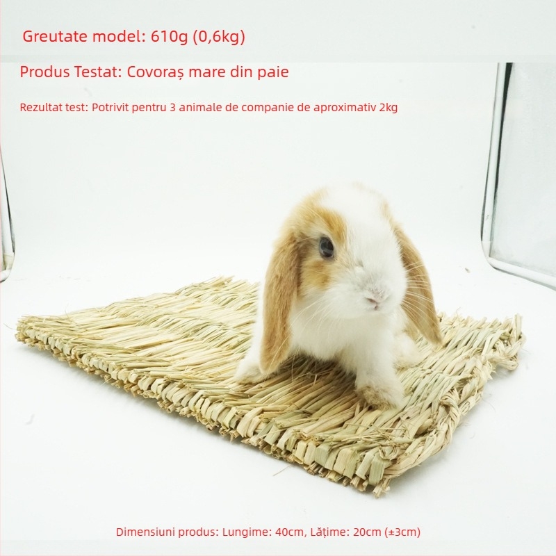 Cuib țesut manual din iarbă pentru animale de companie mici – adăpost pentru iepuri, porcușori de Guineea, chinchilla, arici – Material: floare de mătase