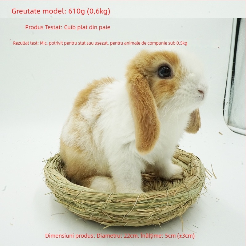 Cuib țesut manual din iarbă pentru animale de companie mici – adăpost pentru iepuri, porcușori de Guineea, chinchilla, arici – Material: floare de mătase