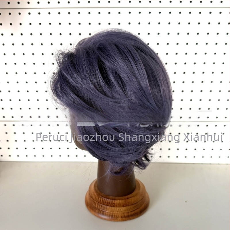 Perucă pentru cosplay, dantelă frontală, lungime scurtă, fibre rezistente la căldură, țesut manual