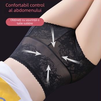 Chilo damă din dantelă, talie înaltă, pentru modelarea abdomenului și ridicarea șoldurilor; respirabili, uscare rapidă; căptușeală din bumbac; nailon 70–80%