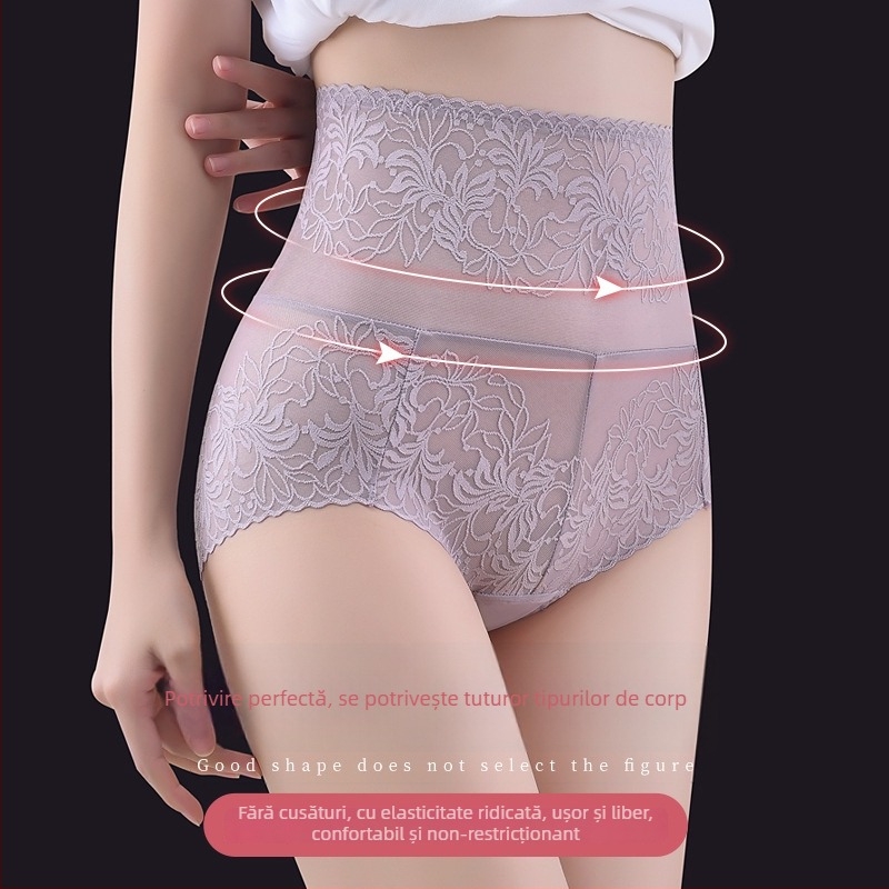 Chilo damă din dantelă, talie înaltă, pentru modelarea abdomenului și ridicarea șoldurilor; respirabili, uscare rapidă; căptușeală din bumbac; nailon 70–80%