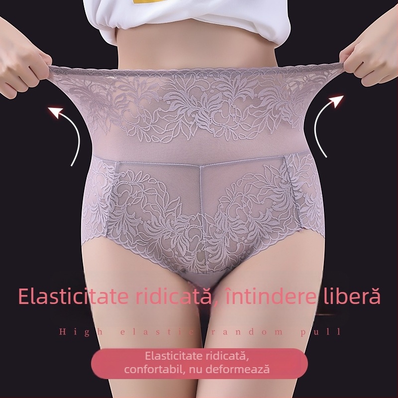 Chilo damă din dantelă, talie înaltă, pentru modelarea abdomenului și ridicarea șoldurilor; respirabili, uscare rapidă; căptușeală din bumbac; nailon 70–80%