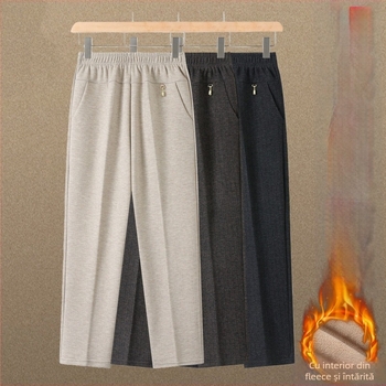 Pantaloni de iarnă pentru femei, talie înaltă, drepti, largi, 2025