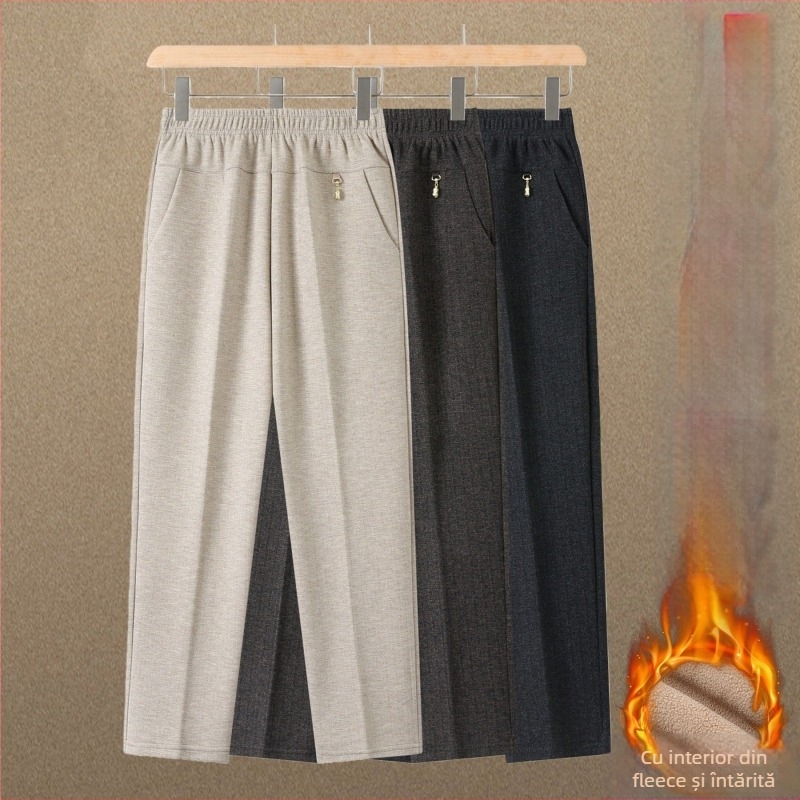 Pantaloni de iarnă pentru femei, talie înaltă, drepti, largi, 2025