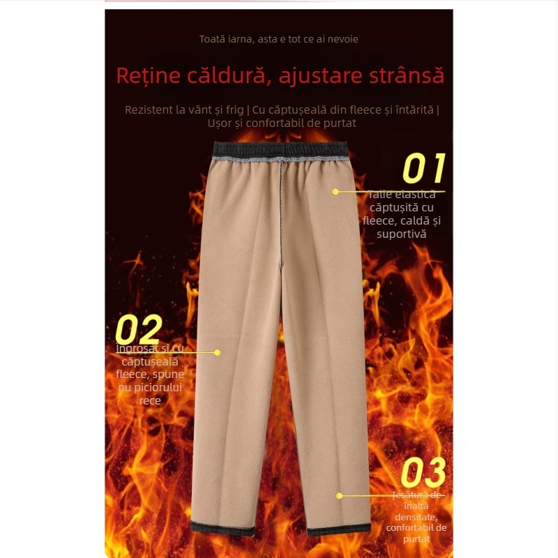 Pantaloni de iarnă pentru femei, talie înaltă, drepti, largi, 2025