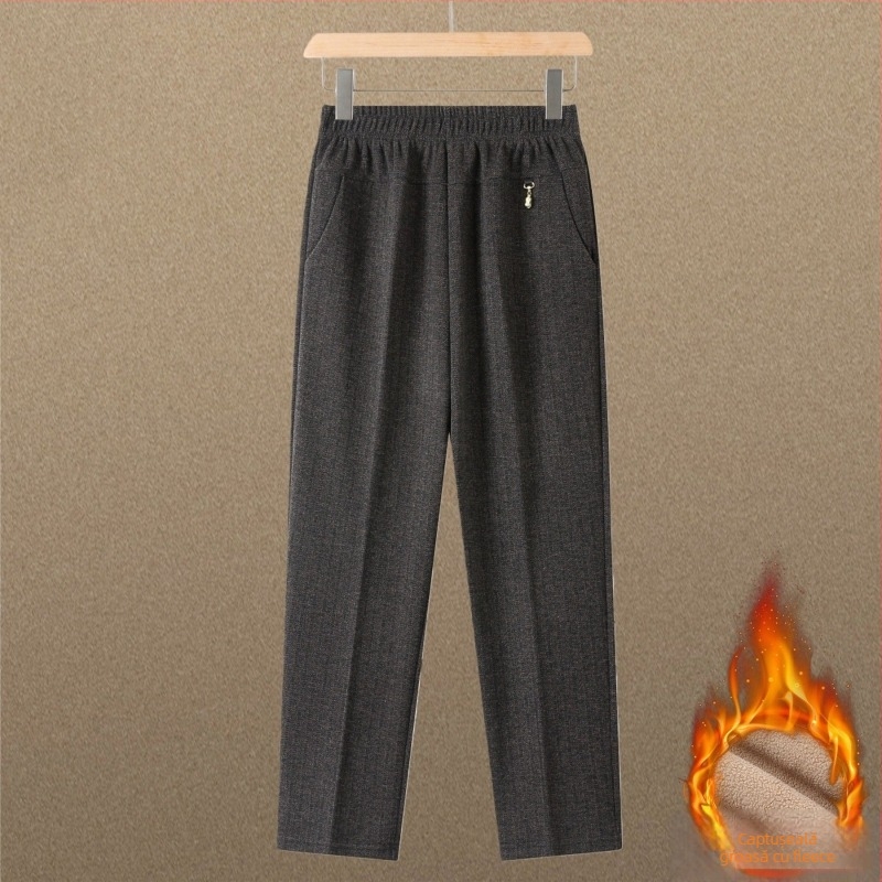 Pantaloni de iarnă pentru femei, talie înaltă, drepti, largi, 2025