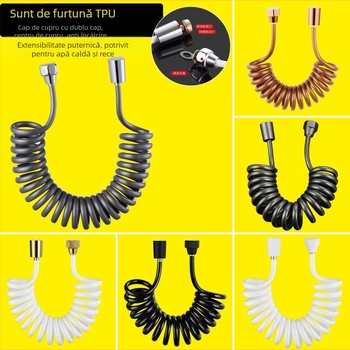 Furtun de duș telescopic din TPU, filet, model RG010, 1.6 MPa, conector din alamă