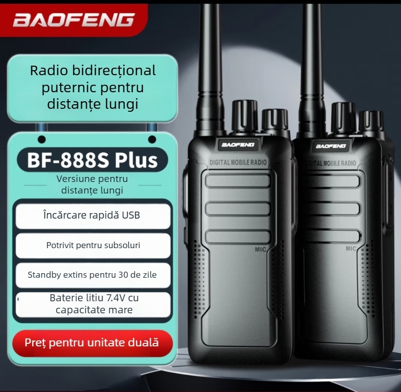 BF-888S PLUS stație radio portabilă analogică, set dublu, 5W, 16 canale, rază de 5–10 km