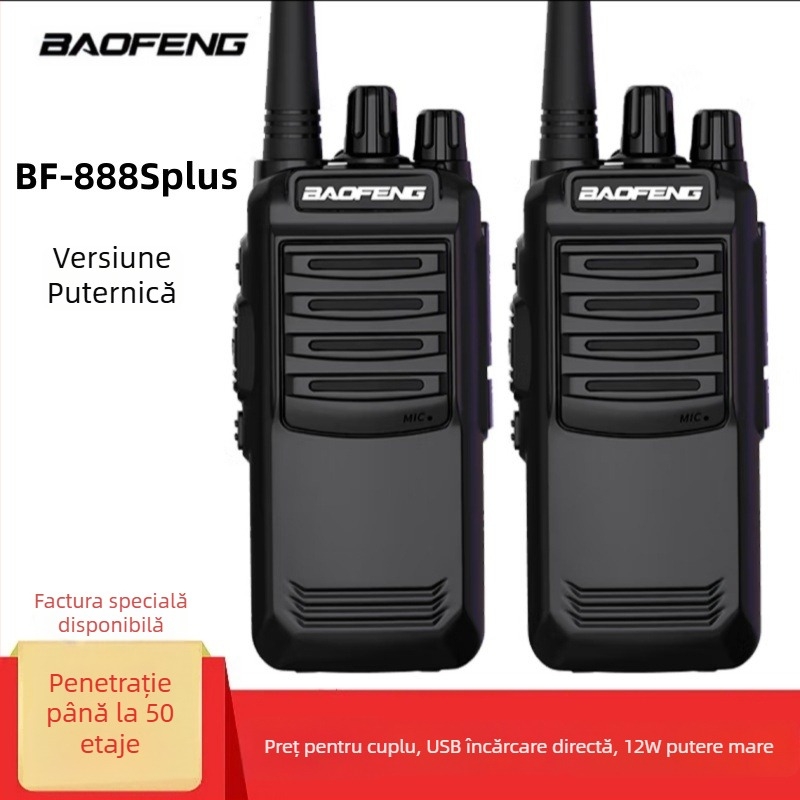 BF-888S PLUS stație radio portabilă analogică, set dublu, 5W, 16 canale, rază de 5–10 km