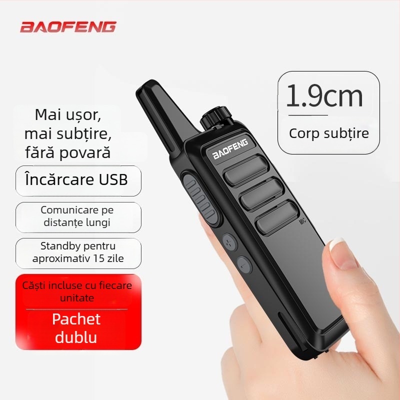 BF-888S PLUS stație radio portabilă analogică, set dublu, 5W, 16 canale, rază de 5–10 km