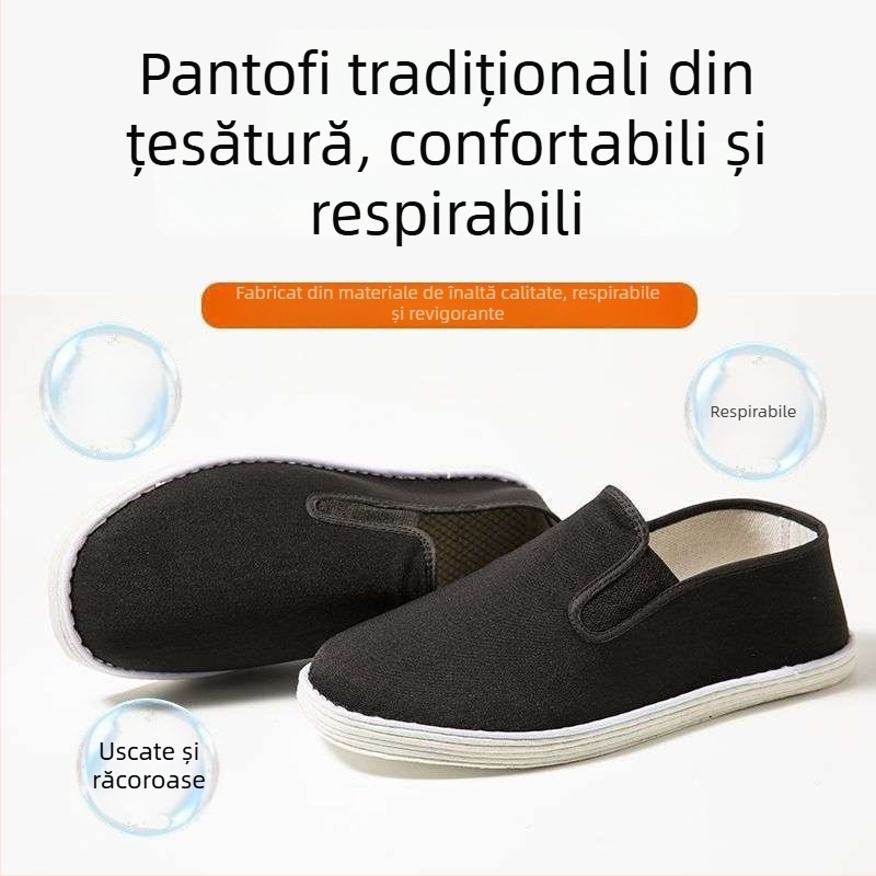 Pantofi din pânză unisex, cu talpă cu mai multe straturi, respiranti și anti miros, partea superioară din bumbac și căptușeală din bumbac, înălțime medie, toc 3–5 cm, formă vârf: herringbone, toamnă