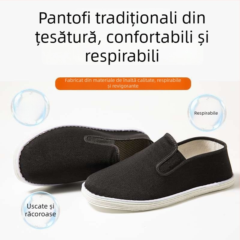 Pantofi din pânză unisex, cu talpă cu mai multe straturi, respiranti și anti miros, partea superioară din bumbac și căptușeală din bumbac, înălțime medie, toc 3–5 cm, formă vârf: herringbone, toamnă