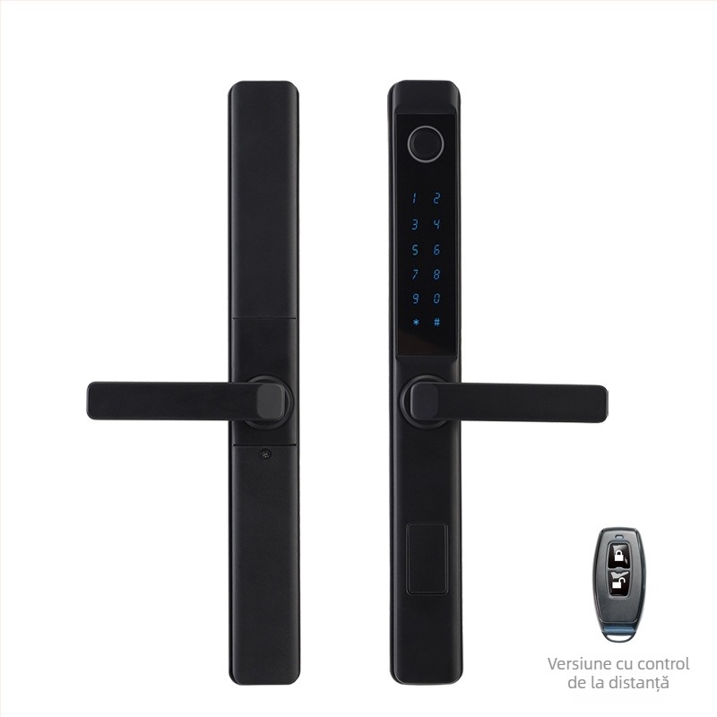 Delroy F9 Lacăt inteligent pentru uși glisante cu amprentă — construcție din aluminiu, stocare 50 amprente, peste 100000 de deblocări, scanare 0,1 s, alimentare DC