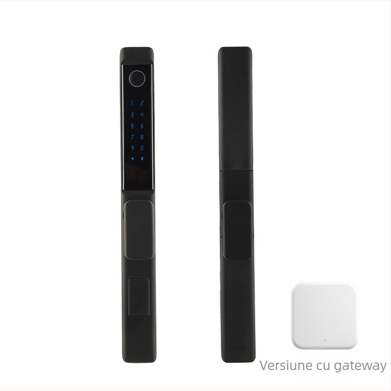 Delroy F9 Lacăt inteligent pentru uși glisante cu amprentă — construcție din aluminiu, stocare 50 amprente, peste 100000 de deblocări, scanare 0,1 s, alimentare DC