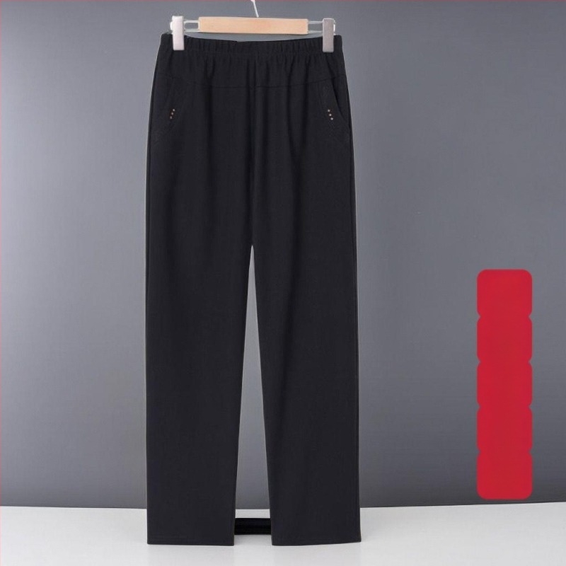 Pantaloni cu talie înaltă, croială dreaptă, croială lejeră, țesătură TR, 80–90% poliester, grosime medie