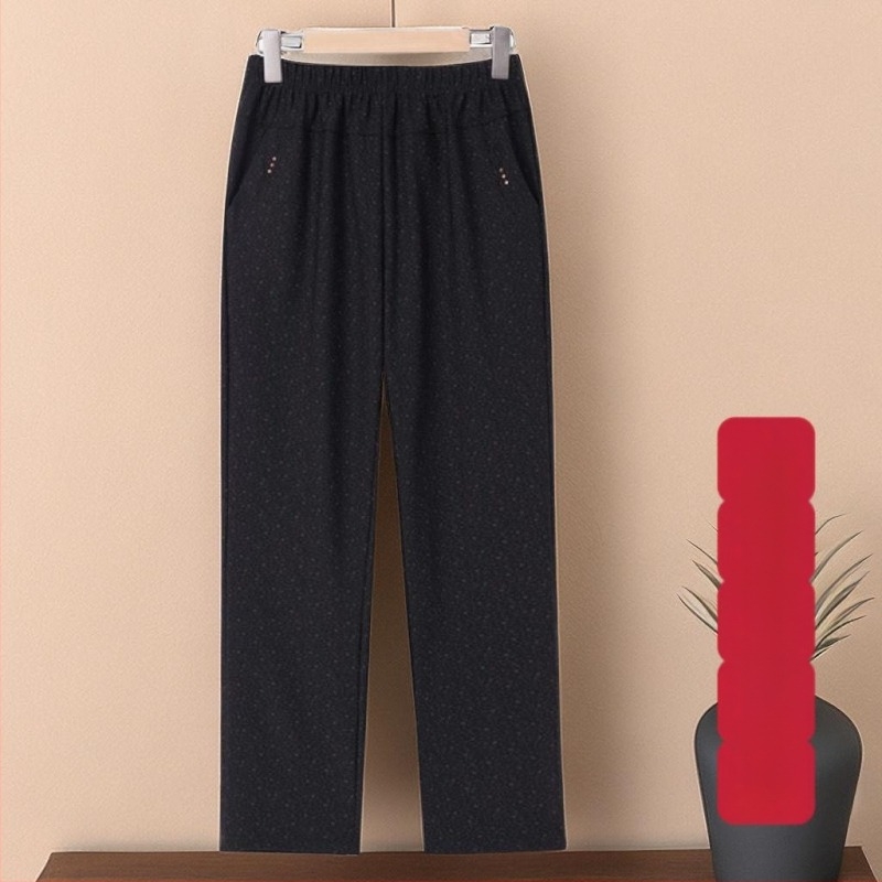 Pantaloni cu talie înaltă, croială dreaptă, croială lejeră, țesătură TR, 80–90% poliester, grosime medie