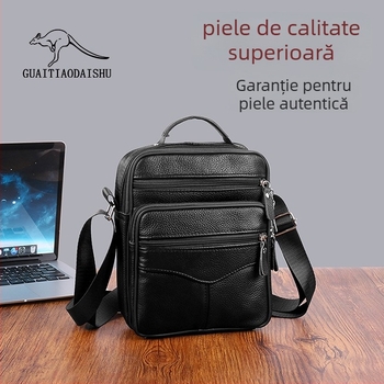 Geantă de umăr pentru bărbați din piele naturală | Piele de vită de prim strat | Căptușeală din piele | Pentru călătorii de afaceri | Respirabilă, Impermeabilă, Foarte ușoară, Rezistentă la uzură