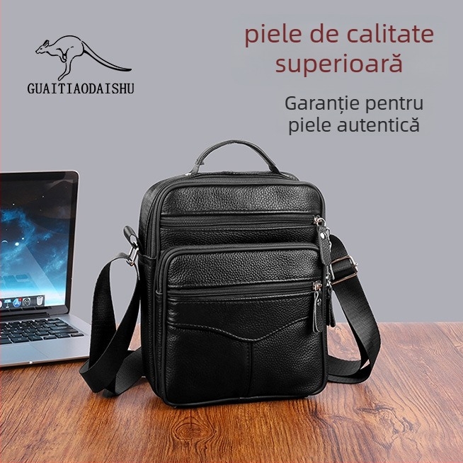 Geantă de umăr pentru bărbați din piele naturală | Piele de vită de prim strat | Căptușeală din piele | Pentru călătorii de afaceri | Respirabilă, Impermeabilă, Foarte ușoară, Rezistentă la uzură