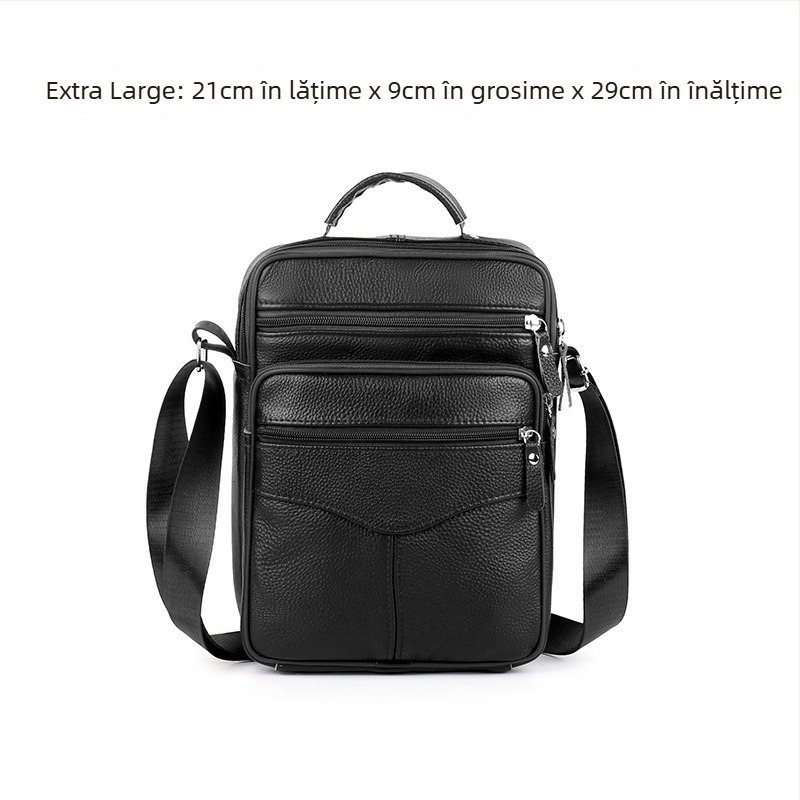 Geantă de umăr pentru bărbați din piele naturală | Piele de vită de prim strat | Căptușeală din piele | Pentru călătorii de afaceri | Respirabilă, Impermeabilă, Foarte ușoară, Rezistentă la uzură