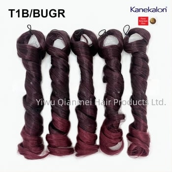 Perucă cu 5x bucle franțuzești, lungime medie-lungă, 240 g Kanekalon, stil natural