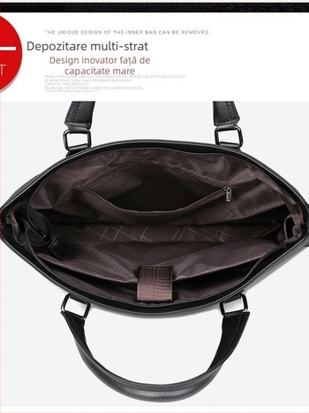 Geantă de documente pentru afaceri, impermeabilă, material film 900D, căptușeală poliester, curea crossbody, model solid, Iarna 2024, A Mountain