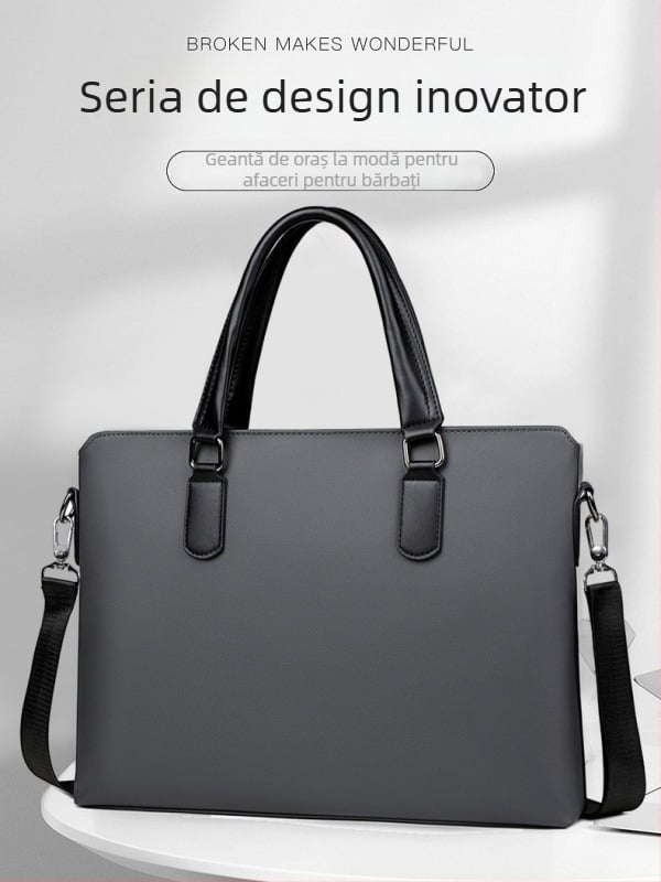 Geantă de documente pentru afaceri, impermeabilă, material film 900D, căptușeală poliester, curea crossbody, model solid, Iarna 2024, A Mountain