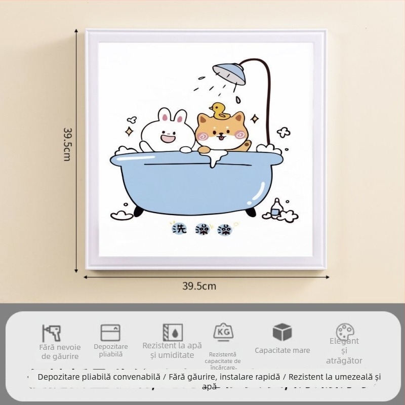 Raft de depozitare pentru baie - impermeabil, pliabil, 1 nivel, din plastic, încărcare 1–5 kg