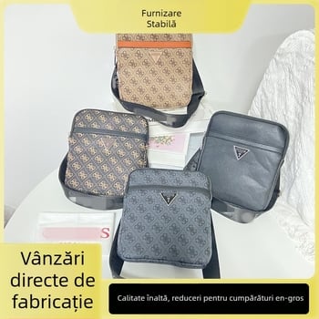 Geantă de umăr pentru bărbați — stil urban simplu, piele PU, model cu litere, căptușeală Oxford, impermeabilă