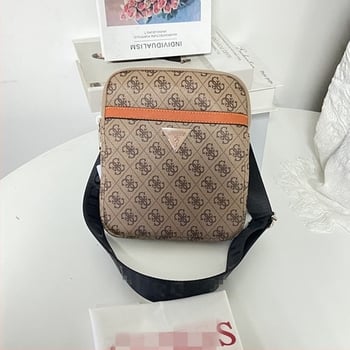 Geantă de umăr pentru bărbați — stil urban simplu, piele PU, model cu litere, căptușeală Oxford, impermeabilă