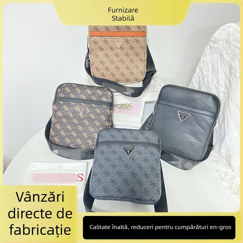 Geantă de umăr pentru bărbați — stil urban simplu, piele PU, model cu litere, căptușeală Oxford, impermeabilă